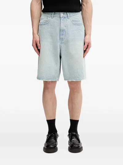 Beams Raw-cut Denim Shorts In Blue