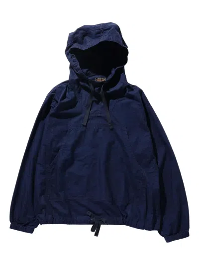 Beams Ripstop-texture Hoodie In Blue