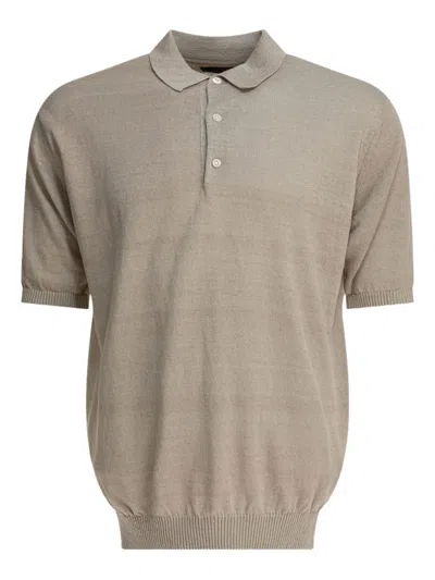 Beams Short-sleeve Hemp Polo Shirt In Gold