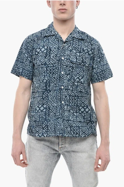 Beams Short-sleeve Shirt With Double Chest Pocket In Blue