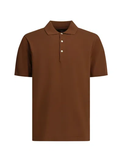 Beams Short-sleeve Polo Shirt In Brown