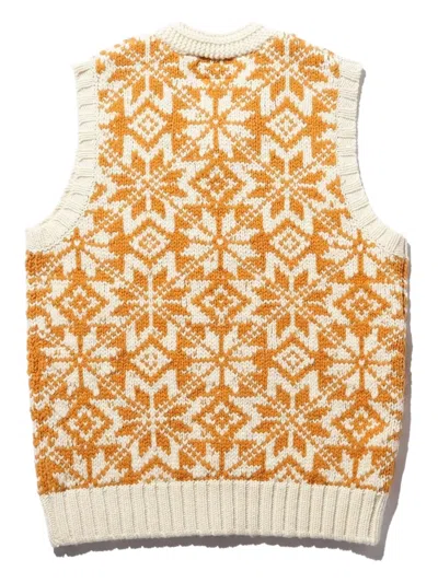 Beams Snowflake Pattern V-neck Vest