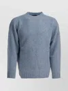 Beams Soft Texture Crew Neck Knitwear With Ribbed Cuffs In Blue
