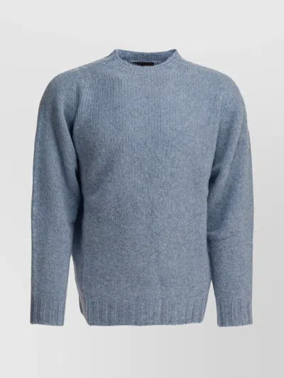 BEAMS SOFT TEXTURE CREW NECK KNITWEAR WITH RIBBED CUFFS