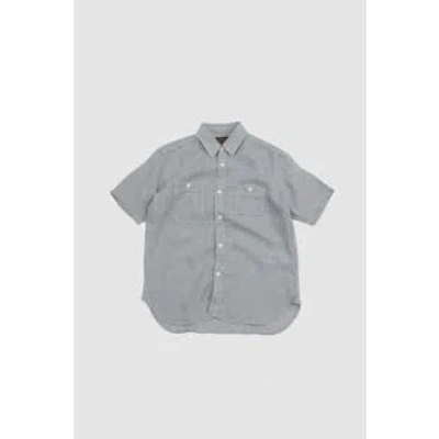 Beams Ss Linen Work Shirt Stripe In Gray