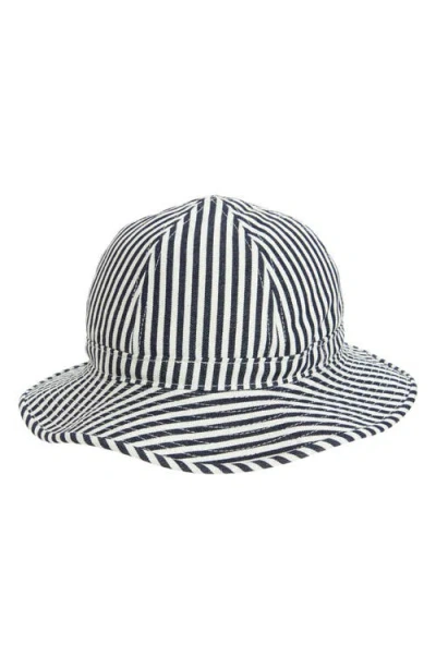 Beams Stripe Cotton Bucket Hat In Blue