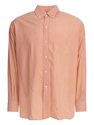 Beams Wool Stripe Shirts Orange In Pink