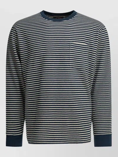 Beams Striped Cotton Crewneck Sweatshirt