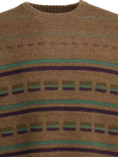 Beams Striped Crew-neck Sweater In Multi