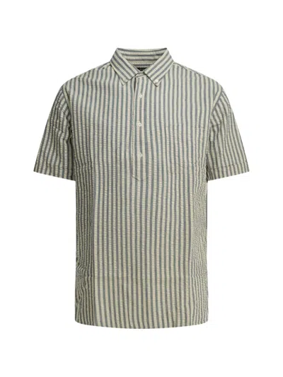 Beams Casual Cotton Seersucker Shirt Shirts Light Blue In Green