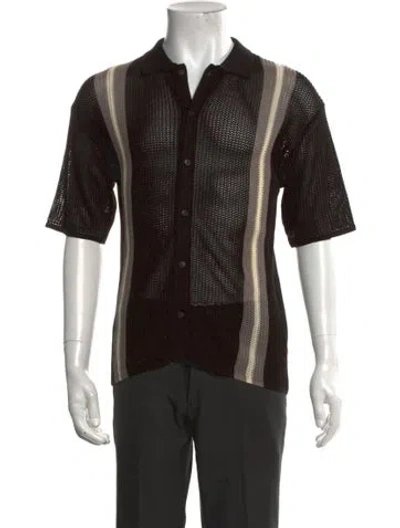 Pre-owned Beams Striped Short Sleeve Shirt In Black