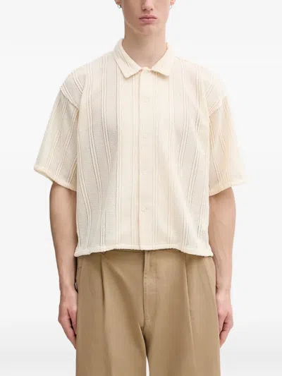 Beams Stripe-knit Short-sleeved Shirt In Multi
