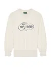 Beams Sweat Crew Print In White