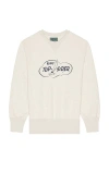 Beams Sweat Crew Print In White