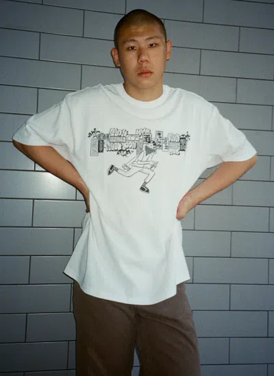 Beams T X Ln-cc T-shirt With Artwork By Esow In White