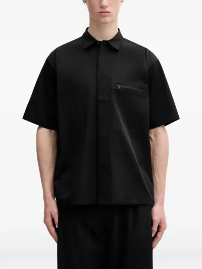 Beams Tech Zip-pocket Short-sleeved Shirt In Black