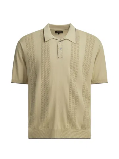 Beams Textured Knit Button-down Polo Shirt Polo Shirts Beige In Neutral