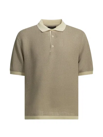 Beams Textured-knit Short-sleeve Polo Shirt In Neutral