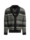 Beams Wool Cardigan Shawl Collar Patterned Pockets In Multi