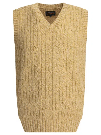 Beams V-neck Vest Knitwear Beige In Neutral