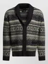 Beams Wool Cardigan Shawl Collar Patterned Pockets In Multi