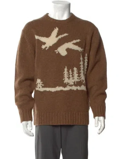 Pre-owned Beams Wool Graphic Print Pullover In Brown