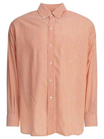 Beams Wool Stripe Shirts Orange