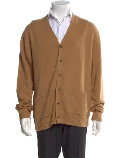 Pre-owned Beams Wool V-neck Cardigan In Brown