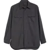 Beams Work Uniform Pinstripe Serge Button-up Shirt In Blue
