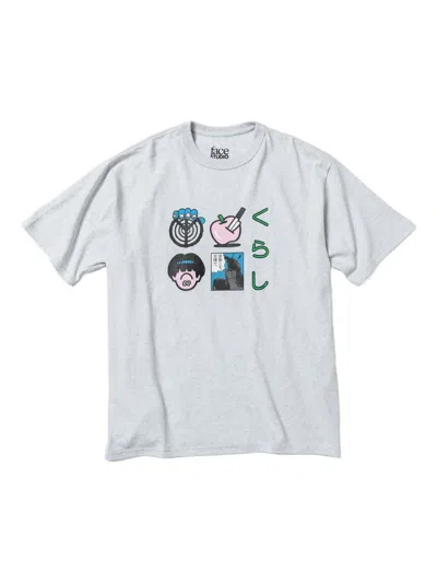 Beams X Ln-cc Graphic-print Short-sleeve T-shirt In Gray
