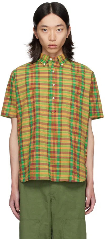 Beams Yellow & Green Bd Pullover Madras Shirt In Green65
