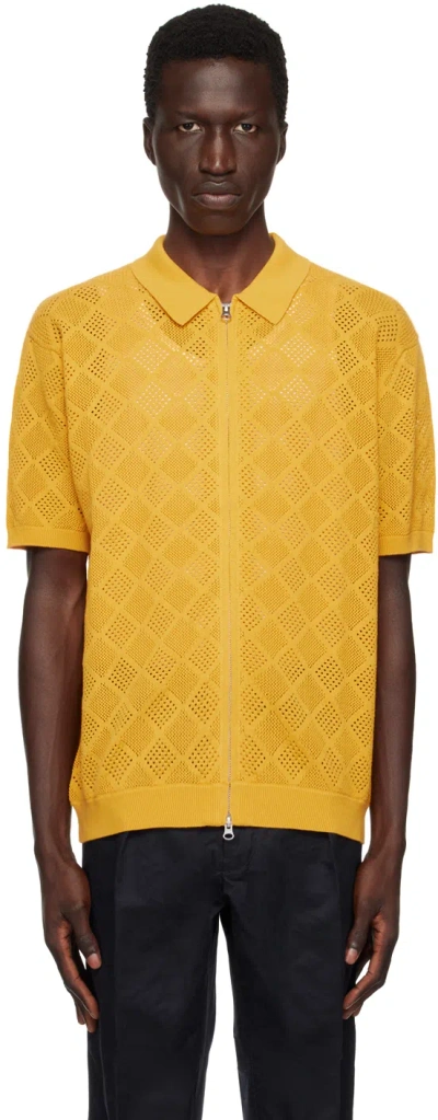 Beams Yellow Mesh Polo In Mustard58
