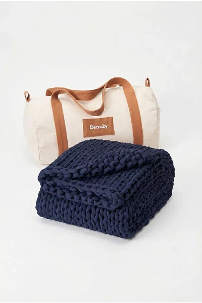Bearaby Cotton Knitted 5-lb Weighted Travel Blanket In Midnight Blue At Urban Outfitters