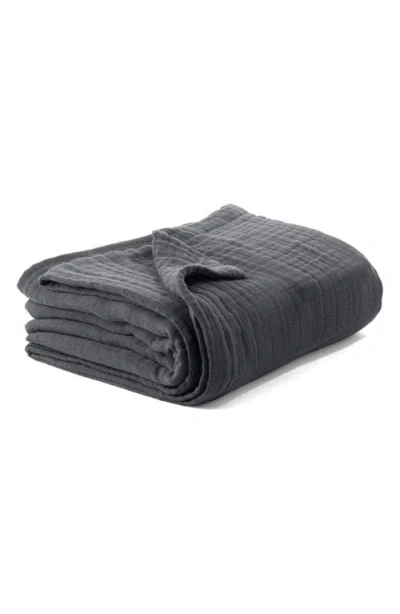 Bearaby Organic Cotton Muslin Cocoon Throw Blanket In Asteroid Grey