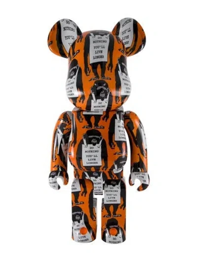 Pre-owned Bearbrick Brandalism Monkey Sign 1000% Figure In Orange
