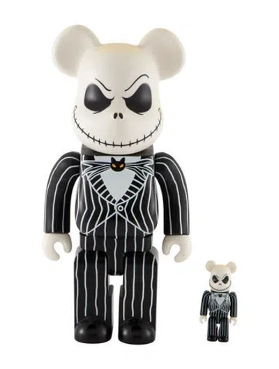 Pre-owned Bearbrick Disney Tim Burton's The Nightmare Before Christmas Jack Skellington 100% & 400% Figure Set In Black