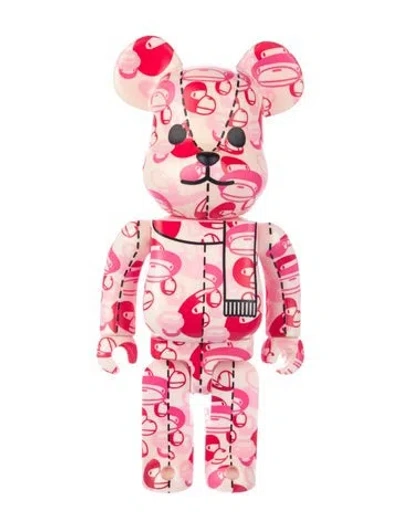 Pre-owned Bearbrick Pink Milo Bape In White
