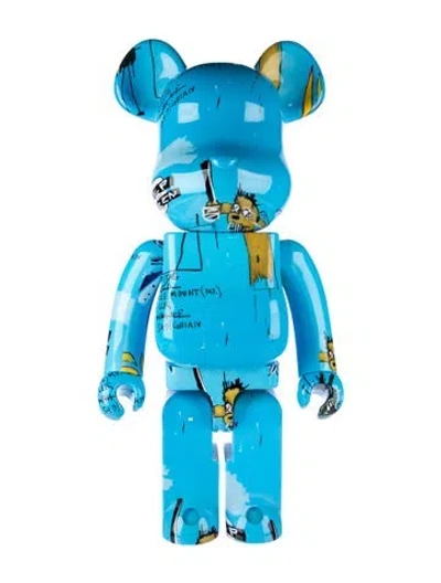Pre-owned Bearbrick X Jean-michel Basquiat #4 1000% 'the Dingoes That Park Their Brains With Their Gum' Figure In Blue