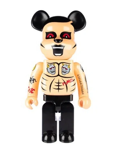 Pre-owned Bearbrick X Punk Drunkers Tattoo 1000% Figurine In Black/neutrals