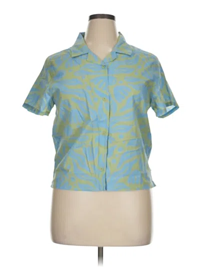 Bearded Goat Short Sleeve Blouse In Blue