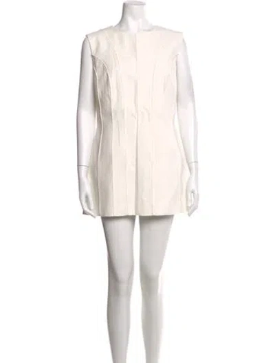 Pre-owned Beare Park Crew Neck Mini Dress In White