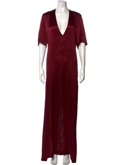 Pre-owned Beare Park Silk Long Dress In Burgundy