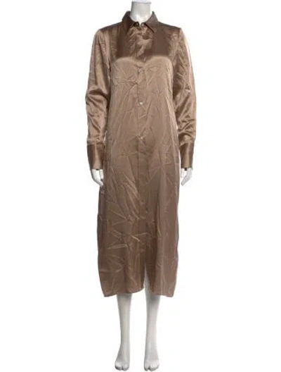 Pre-owned Beare Park Silk Midi Length Dress In Neutrals