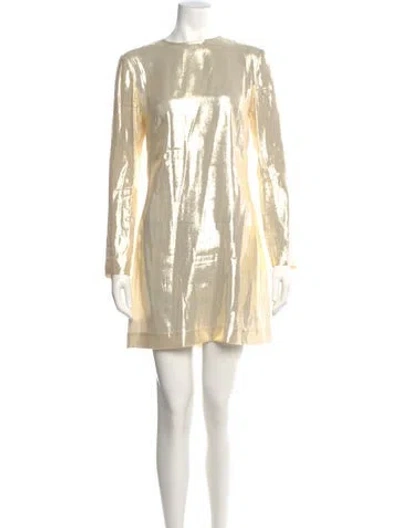 Pre-owned Beare Park Silk Mini Dress In Gold