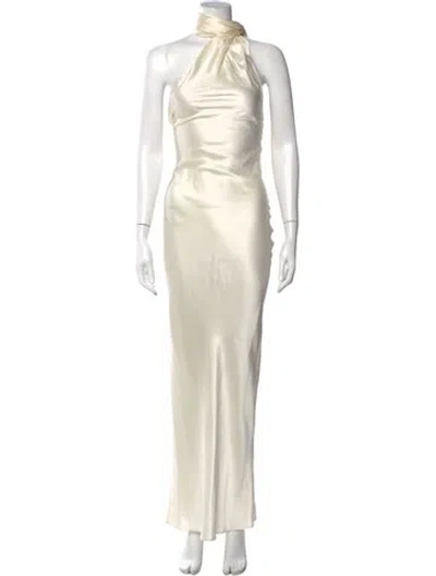 Pre-owned Beare Park Silk Mini Dress In Neutral