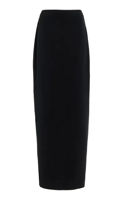 Beare Park The Fred Silk Crepe Pencil Maxi Skirt In Black