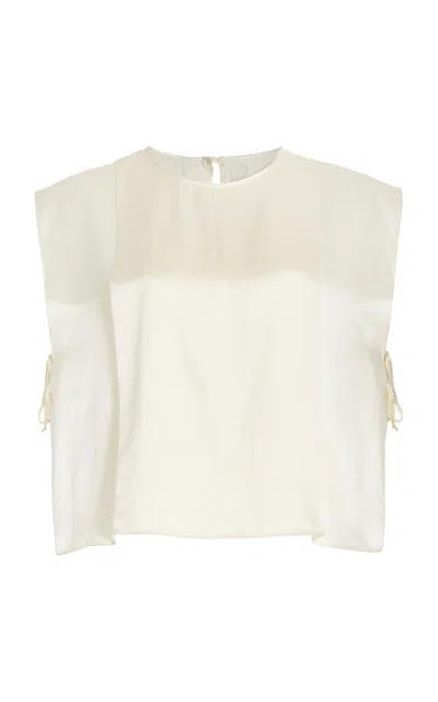 Beare Park The Jodie Tie-detailed Silk Sleeveless Top In Ivory