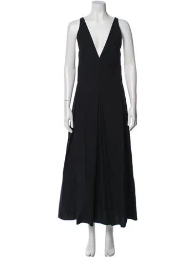 Pre-owned Beare Park V-neck Long Dress In Black
