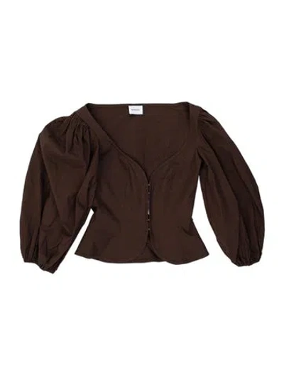 Pre-owned Beare Park V-neck Long Sleeve Top In Brown