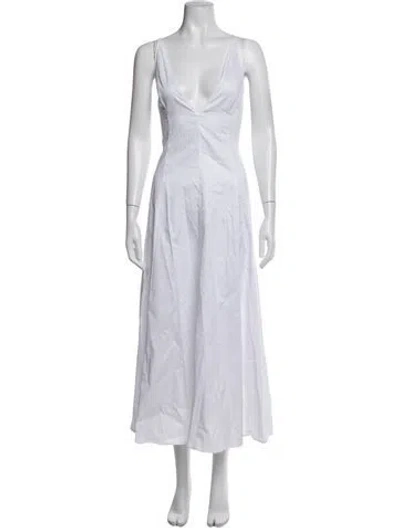 Pre-owned Beare Park V-neck Midi Length Dress W/ Tags In White